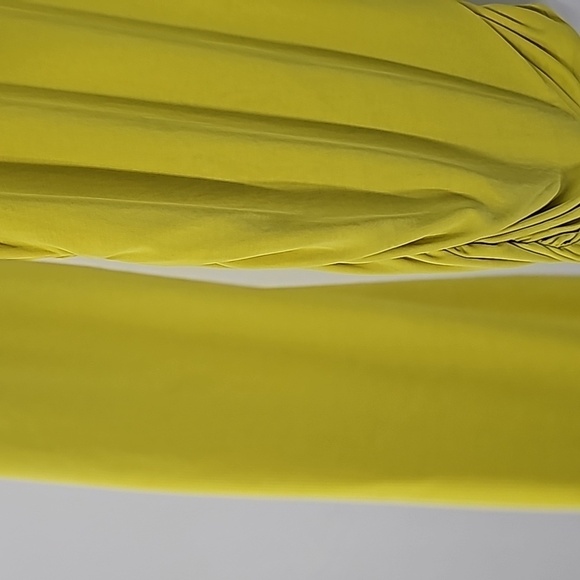 Express Chartreuse Scoop Neck Bodycon Dress Rusched Sides - Picture 6 of 17